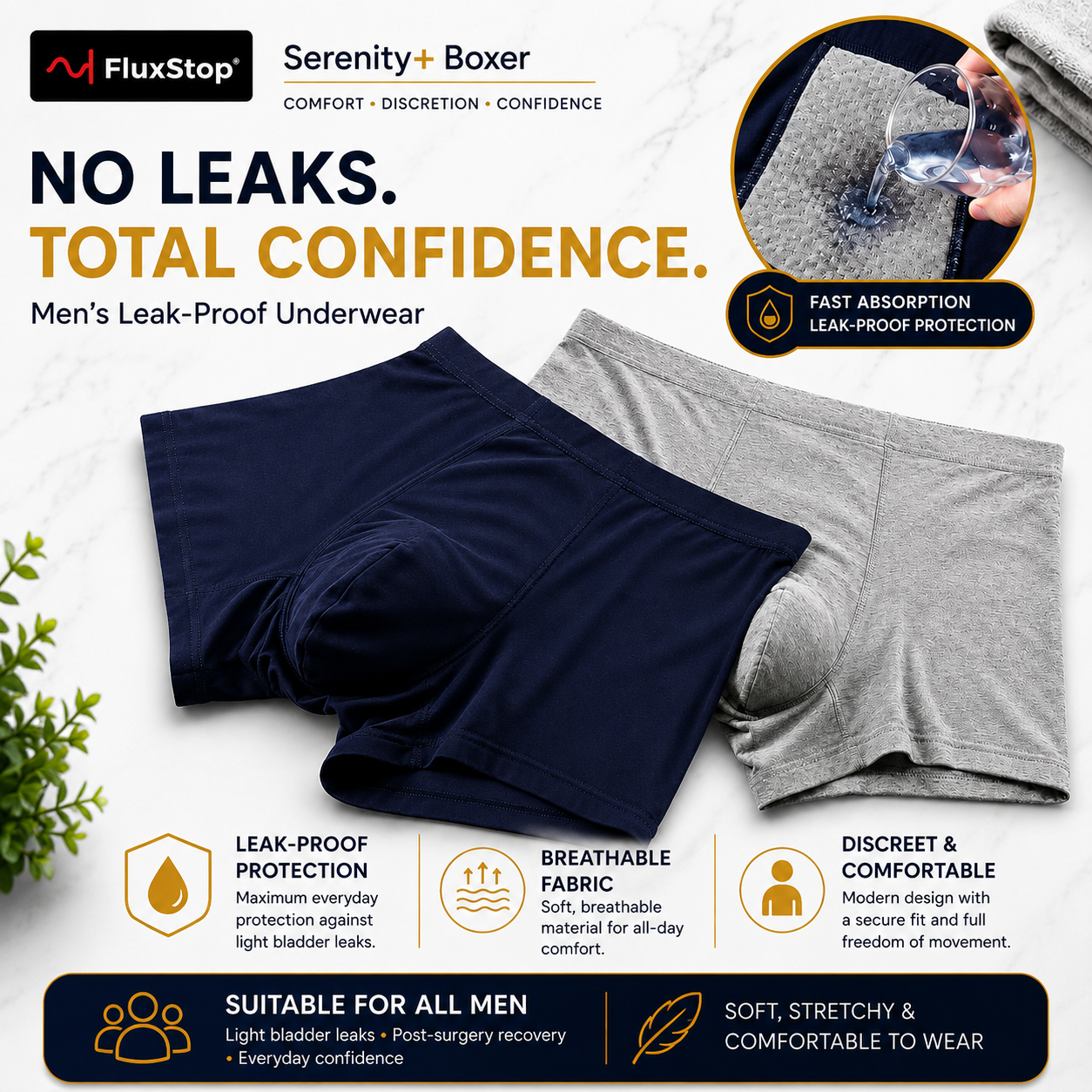 SereniBoxer™ — Leak-Proof Underwear for Men